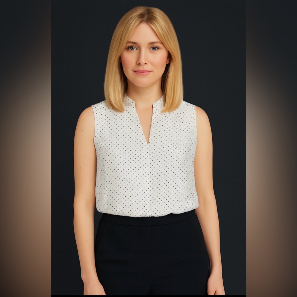 🇨🇦 Judith & Charles sleeveless polka dot blouse